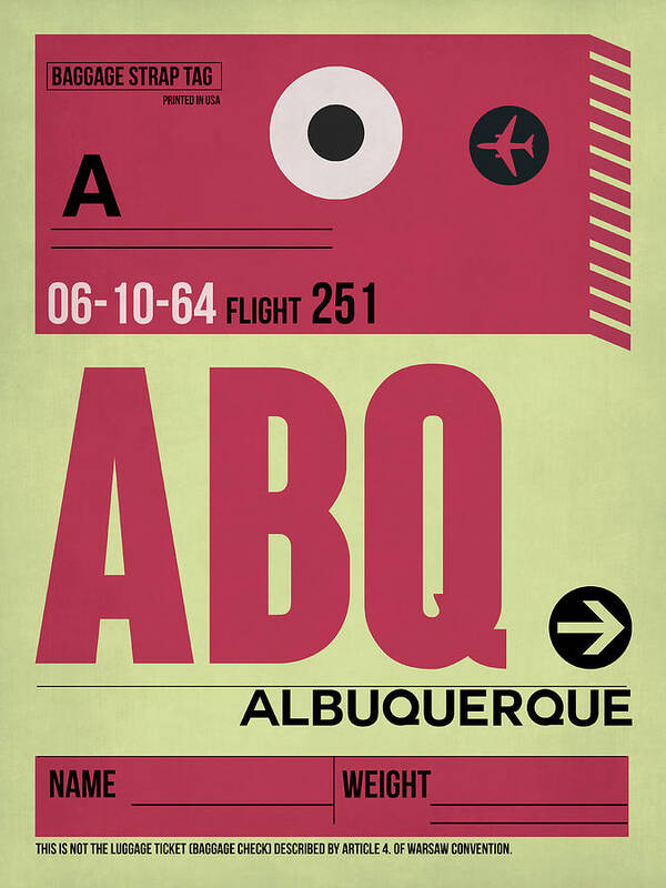 Vacation Poster featuring the digital art ABQ Albuquerque Luggage Tag II by Naxart Studio
