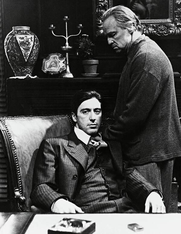 Al Pacino Poster featuring the photograph AL PACINO and MARLON BRANDO in THE GODFATHER -1972-. by Album