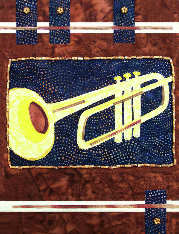 Trumpet Poster featuring the tapestry - textile All That Jazz Trumpet by Pam Geisel