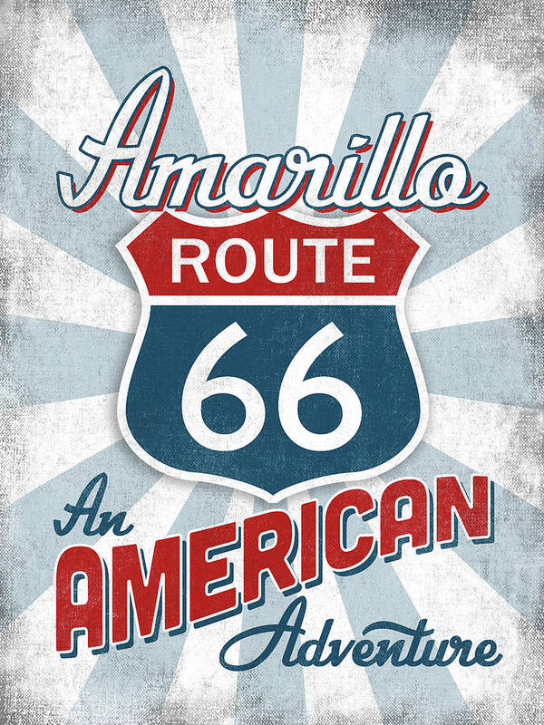 Amarillo Poster featuring the digital art Amarillo Route 66 America by Flo Karp