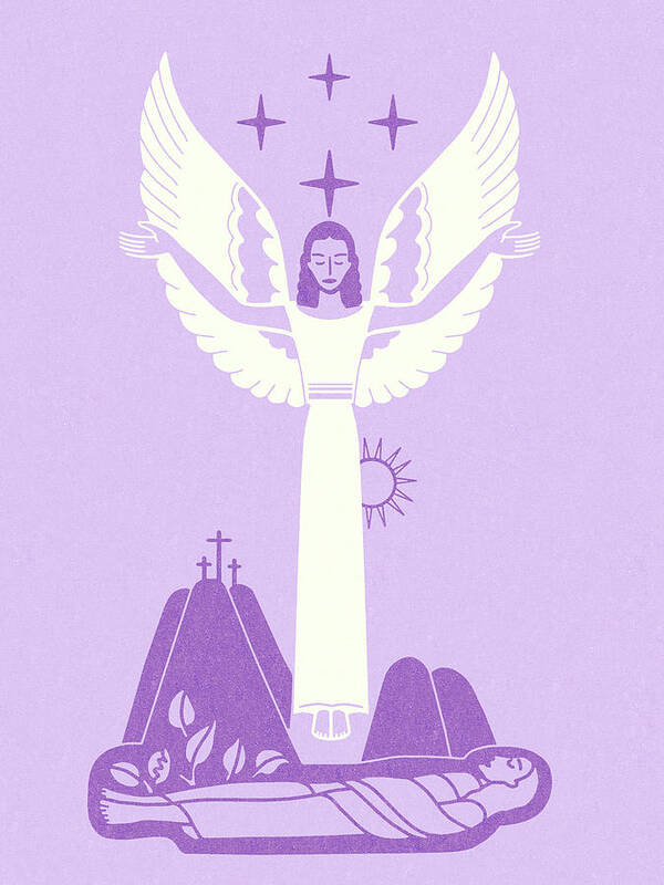 Angel Poster featuring the drawing Angel Over Jesus by CSA Images