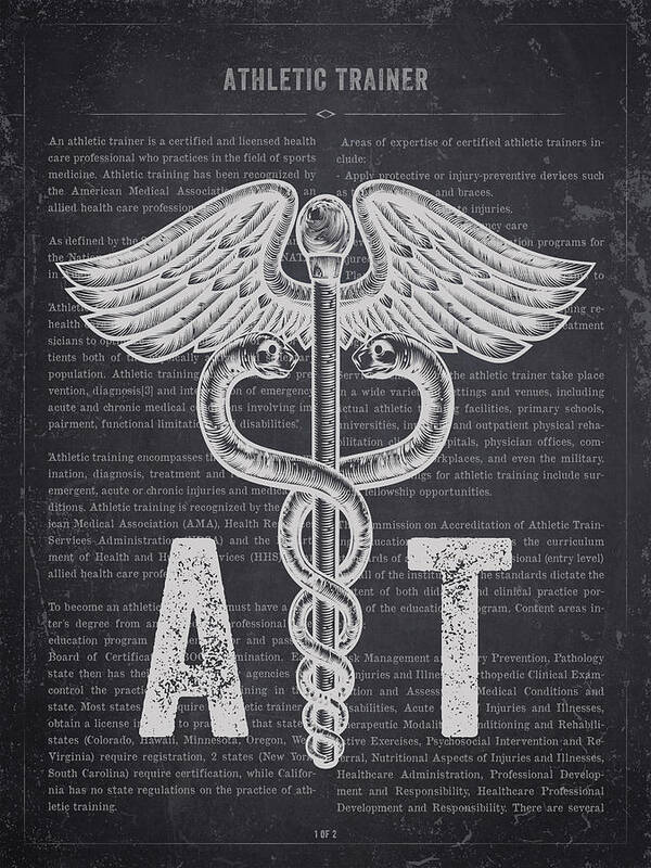 Athletic Trainer Gift Idea With Caduceus illustration 02 Poster by Aged  Pixel - Fine Art America