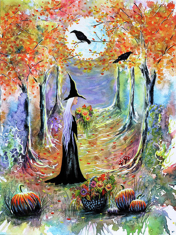 Autumn Witch Poster featuring the painting Autumn Witch by Michelle Faber