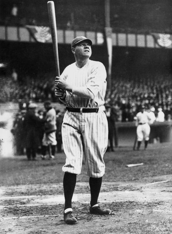 People Poster featuring the photograph Babe Ruth Batting For Ny Yankees by Topical Press Agency