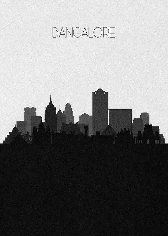 Bangalore Poster featuring the digital art Bangalore Cityscape Art by Inspirowl Design