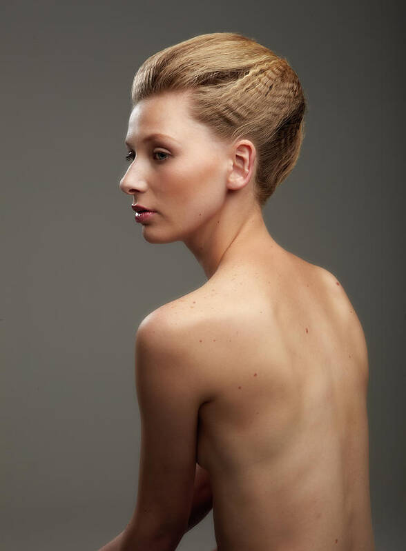 Tranquility Poster featuring the photograph Bare Back Girl With Hair Tied Up by Smith Collection