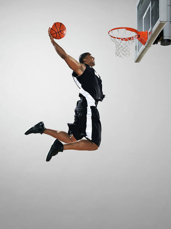 Basketball Player Dunking Ball, Low Poster by Blake Little 