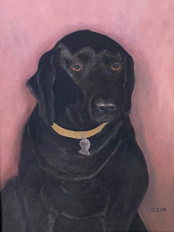 Dog Poster featuring the painting Black Lab by Karen Zuk Rosenblatt