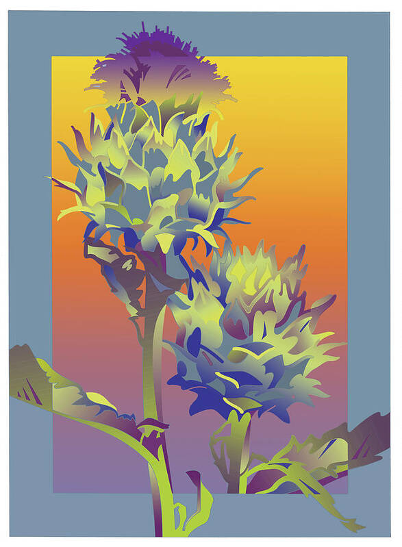 Blue Thistle Poster featuring the digital art Blue Thistle by David Chestnutt