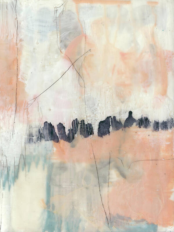 Abstract Poster featuring the painting Blush & Navy II by Jennifer Goldberger