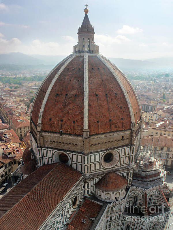 Filippo Brunelleschi Poster featuring the photograph Brunelleschi's Dome on the Cathedral of Santa Maria del Fiore in by Adam Long