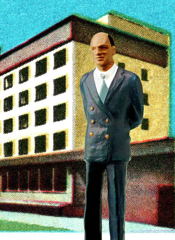 Adult Poster featuring the drawing Businessman in Front of Building by CSA Images