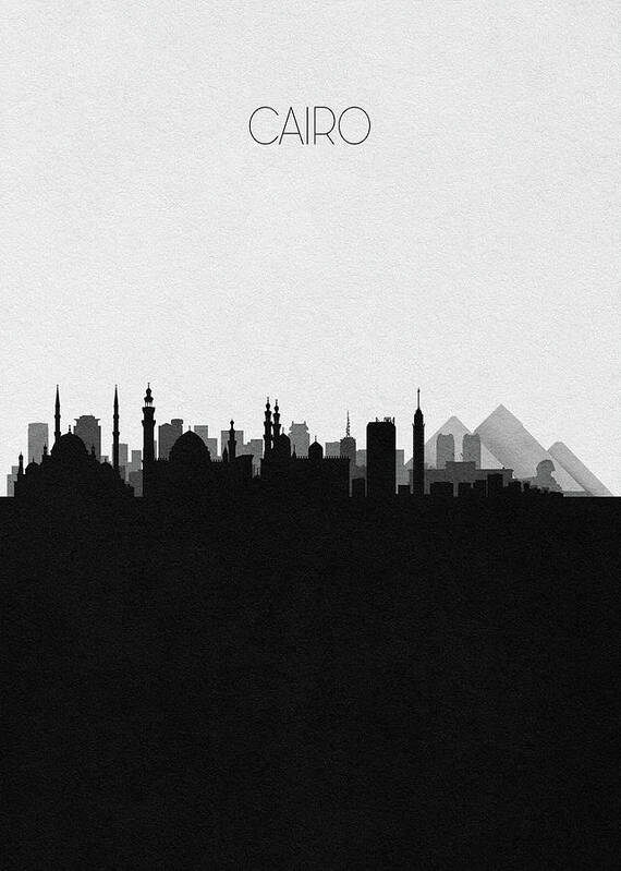 Cairo Poster featuring the digital art Cairo Cityscape Art by Inspirowl Design