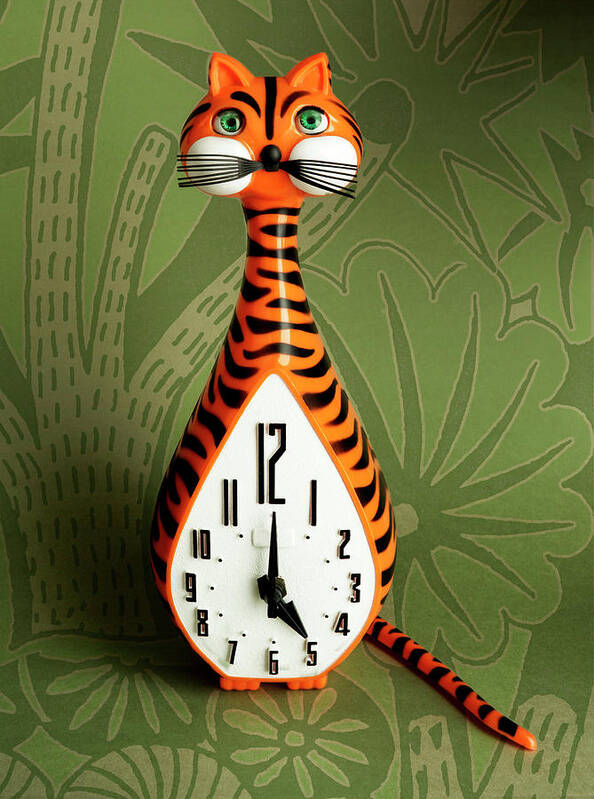 Alarm Clock Poster featuring the drawing Cat Clock by CSA Images