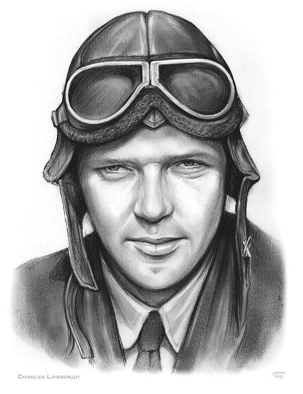 Charles Lindbergh Poster featuring the drawing Charles Lindbergh by Greg Joens