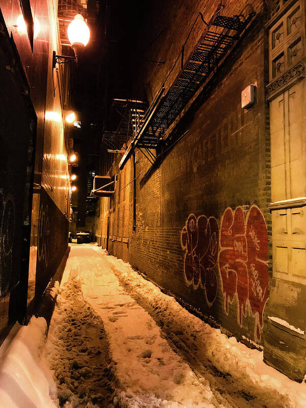 Chicago Poster featuring the photograph Chicago Alleyway at Night by Shane Kelly