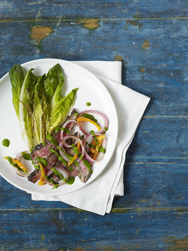Napkin Poster featuring the photograph Chimichurri Grilled Steak Salad by Carin Krasner