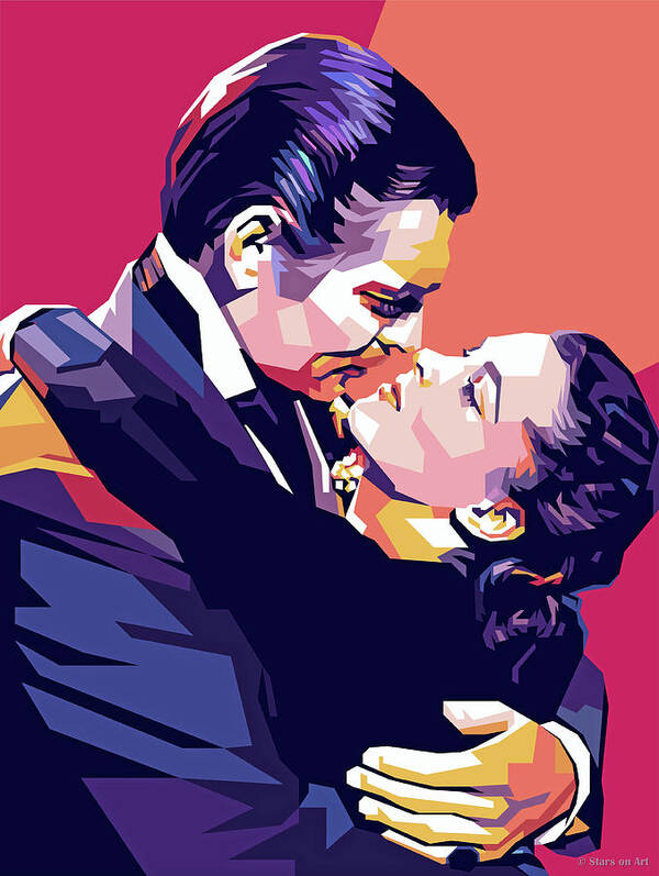 Synopsis Poster featuring the digital art Clark Gable and Vivien Leigh - b1 by Movie World Posters