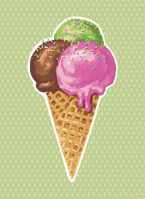 Mint Ice Cream Poster featuring the digital art Classic Ice Cream by Marabird