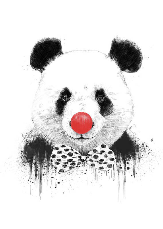 Panda Poster featuring the mixed media Clown panda by Balazs Solti