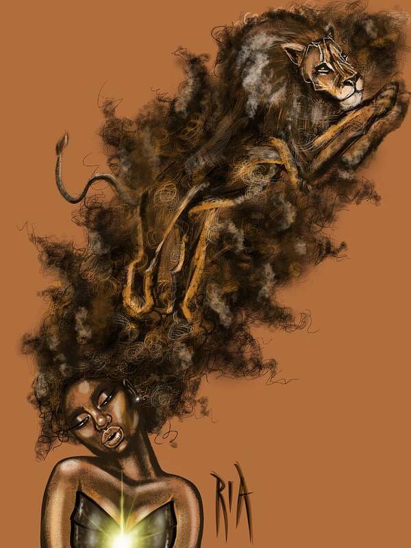 Lion Poster featuring the painting Courageous Me by Artist RiA