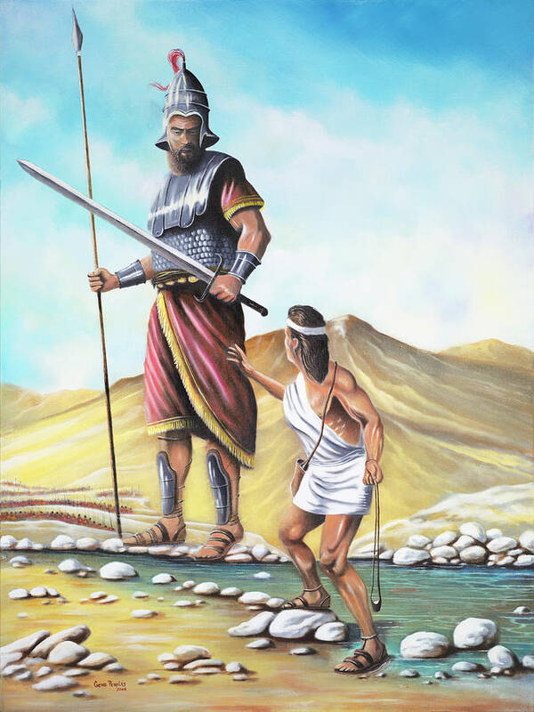 David Goliath Poster featuring the painting David Goliath by Geno Peoples