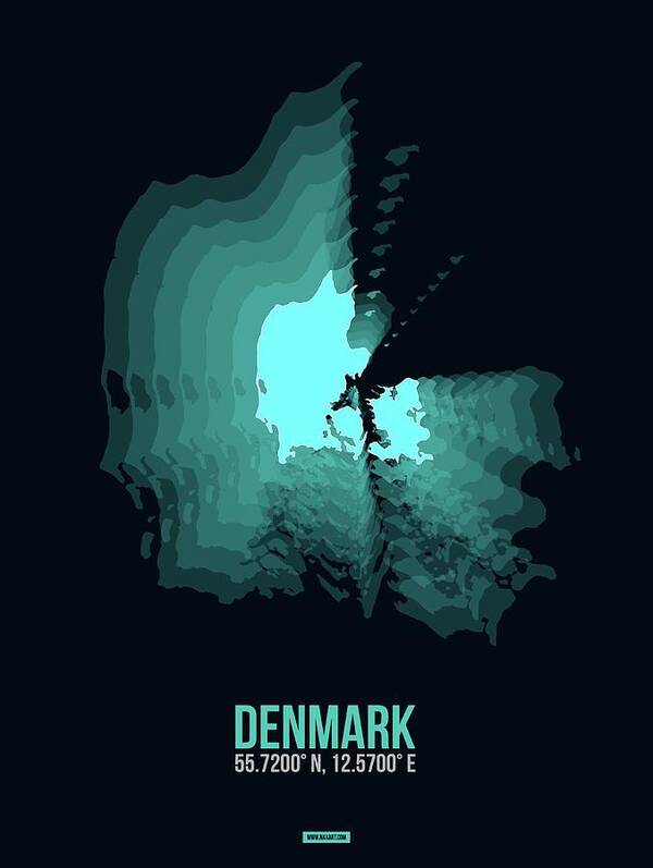  Poster featuring the digital art Denmark Radiant Map II by Naxart Studio