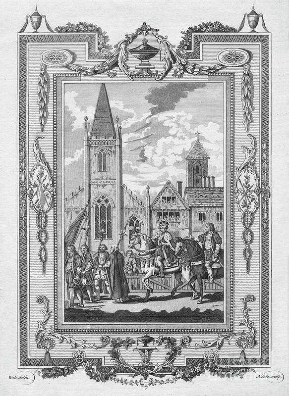 Engraving Poster featuring the drawing Edward The Black Prince Eldest Son by Print Collector