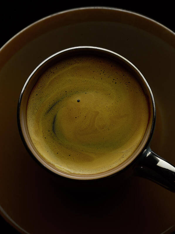 Refreshment Poster featuring the photograph Espresso In A Brown Cup And Saucer by Howard Bjornson