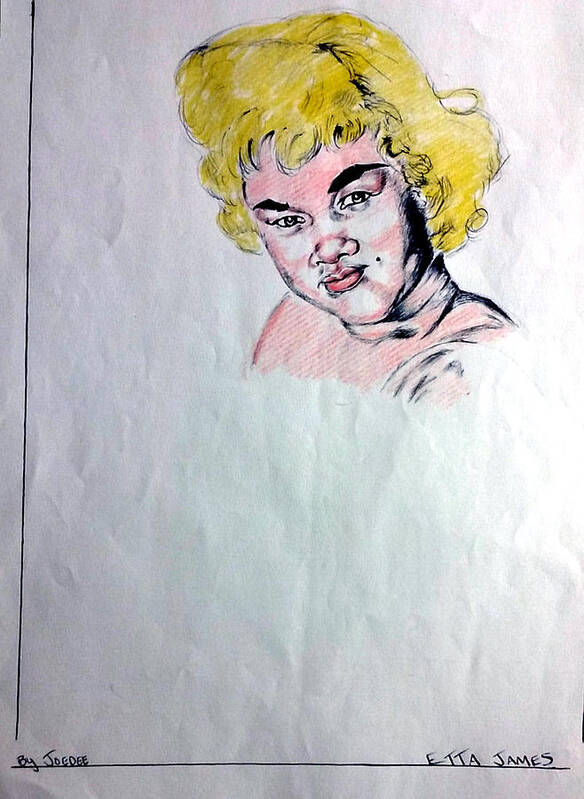 Black Art Poster featuring the drawing Etta James by Joedee