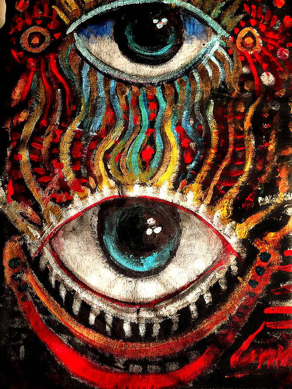 Eyes On You Poster featuring the painting Eyes On You by Amzie Adams