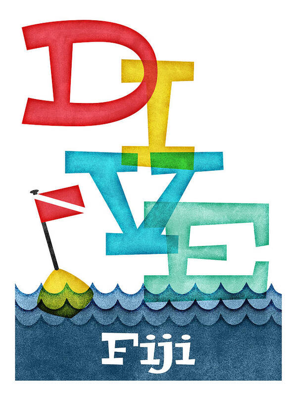 Fiji Poster featuring the digital art Fiji Dive - Colorful Scuba by Flo Karp