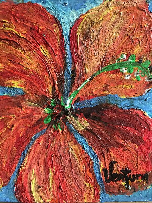 Flower Poster featuring the painting Fire Hibiscus by Clare Ventura