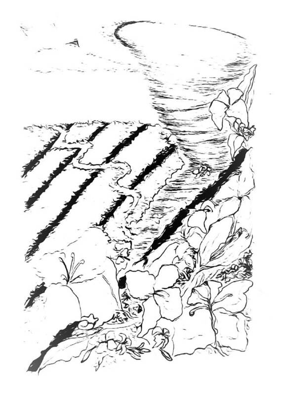 Digital Art Poster featuring the drawing Flower Farmers Tornado PAINT MY SKETCH by Delynn Addams