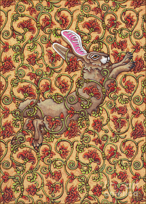 Hare Poster featuring the painting Flowered Hare 6 by Amy E Fraser