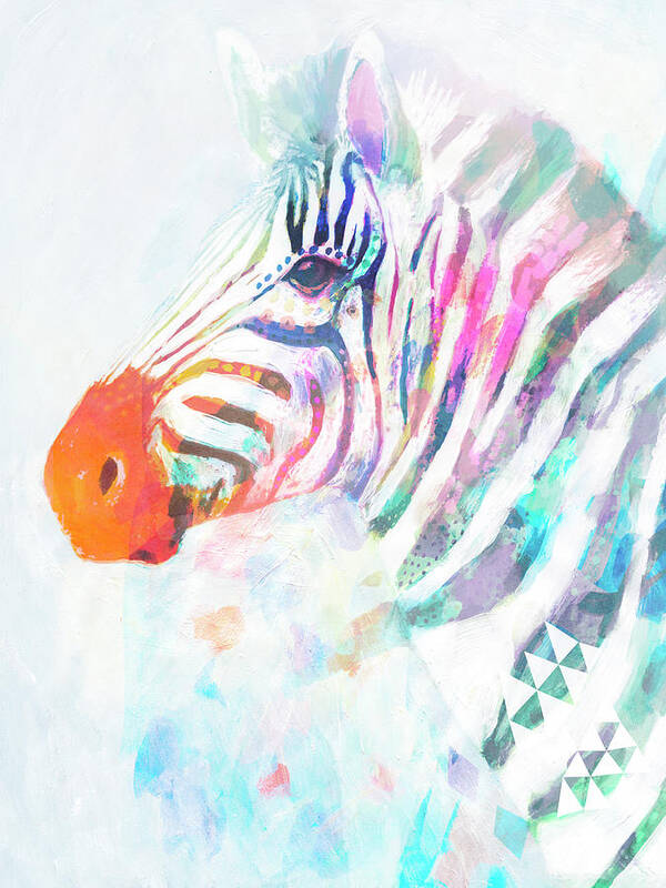 Animals Poster featuring the painting Fluorescent Zebra I by Victoria Borges