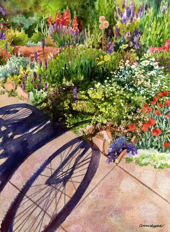 Garden Painting Poster featuring the painting Garden Shadows II by Anne Gifford