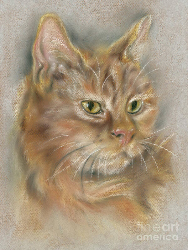 Animal Poster featuring the painting Ginger Tabby Cat with Black and White Whiskers by MM Anderson
