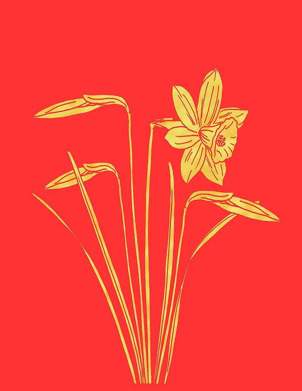 Daffodil Poster featuring the painting Golden Daffodil by Masha Batkova