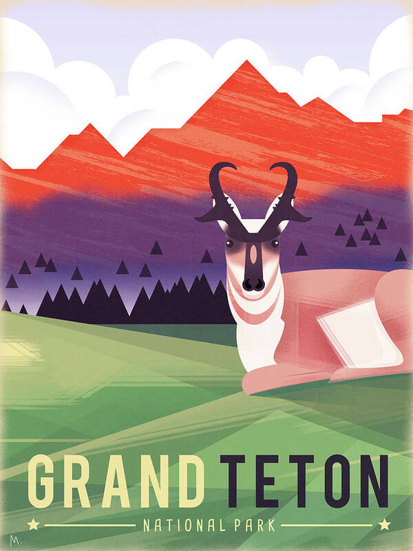 Grand Teton Poster featuring the digital art Grand Teton by Martin Wickstrom