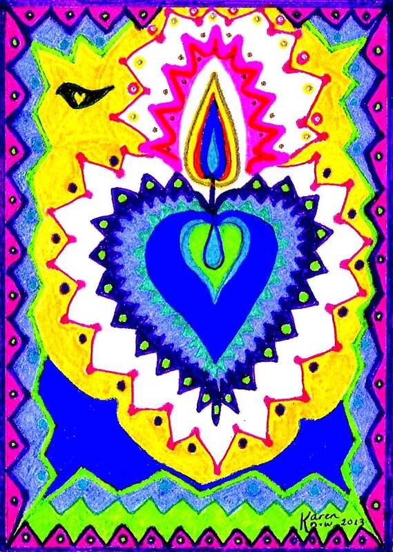 Heart Poster featuring the drawing Heart Ablaze by Karen Nice-Webb