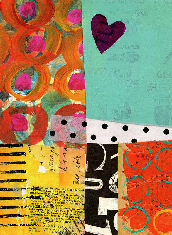 Abstract Art Poster featuring the painting Heart Collage #4 by Jane Davies