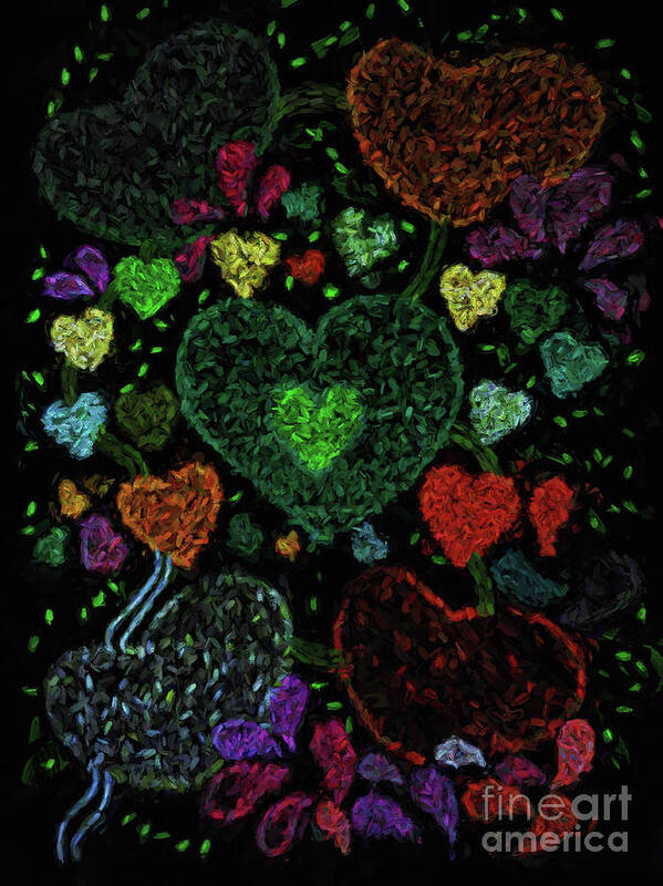Heart Poster featuring the mixed media Heart Connections by Kerri Farley