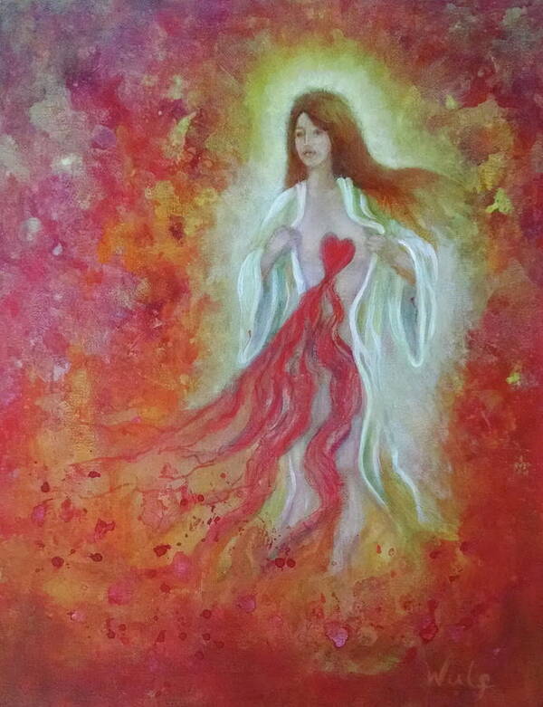 Goddess Poster featuring the painting Her Heart Bleeds by Bernadette Wulf