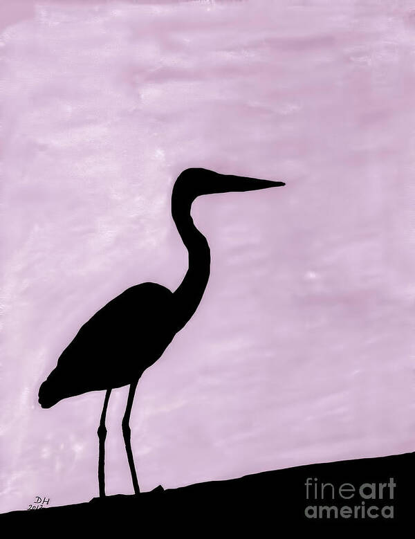Heron Poster featuring the drawing Heron - On The - Bank by D Hackett