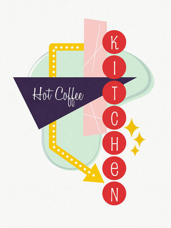Kitchen Poster featuring the digital art Hot Coffee Kitchen- Art by Linda Woods by Linda Woods