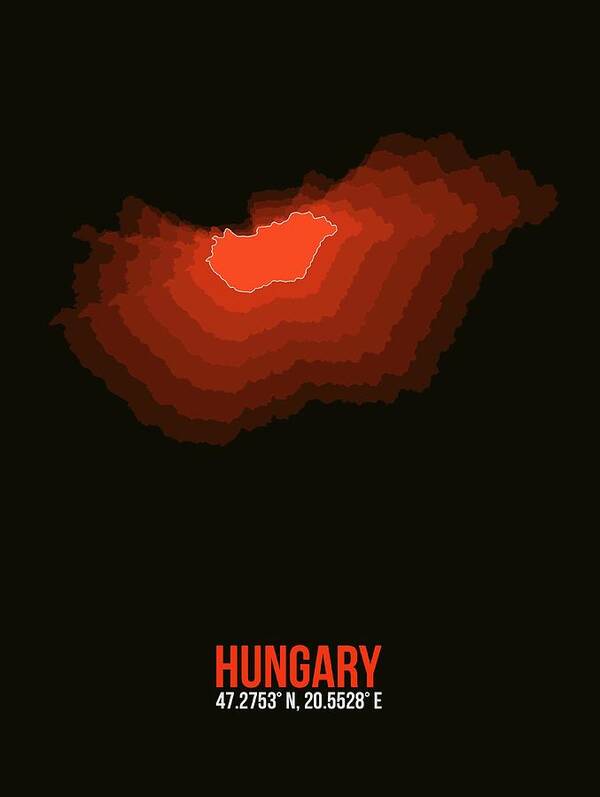 Map Of Hungary Poster featuring the digital art Hungary Radiant Map I by Naxart Studio