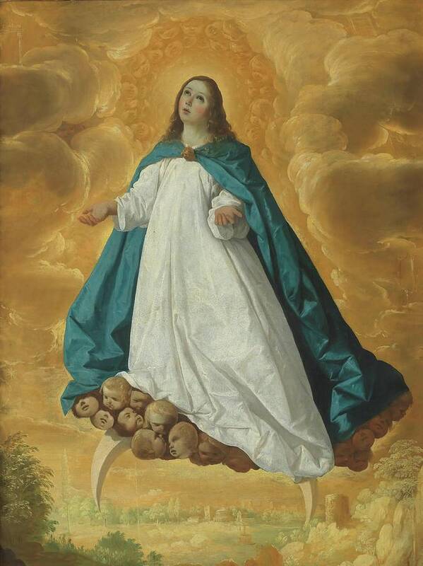 Francisco De Zurbaran Poster featuring the painting 'Immaculate Conception'. Ca. 1635. Oil on canvas. VIRGIN MARY. by Francisco de Zurbaran -c 1598-1664-