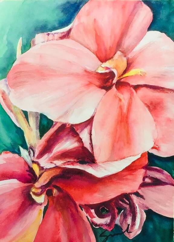 Canna Lily Poster featuring the painting In the Pink by Sonia Mocnik