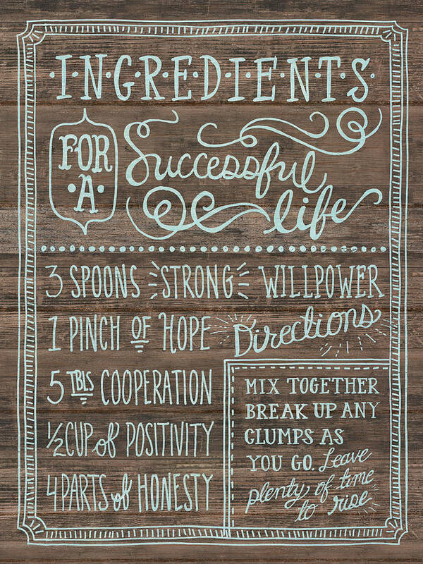 Blue Poster featuring the mixed media Ingredients For Life I by Mary Urban